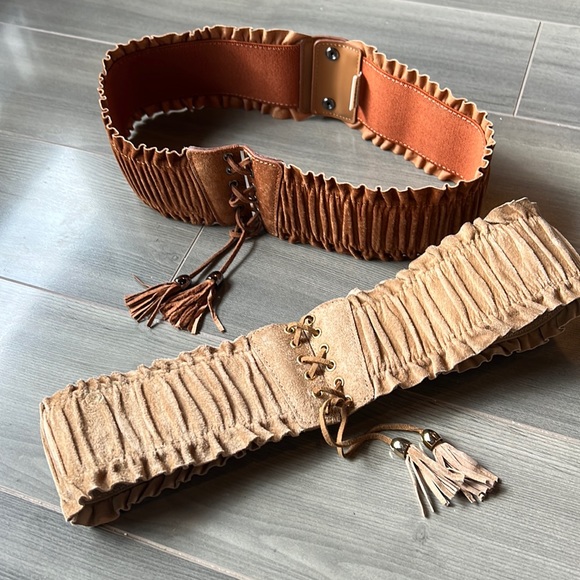 Suede style stretch wide belt, stretchable & front ropes adjustable for size S~M - Picture 4 of 12